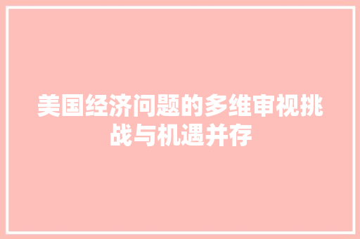 美国经济问题的多维审视挑战与机遇并存 美国经济问题的多维审视挑战与机遇并存