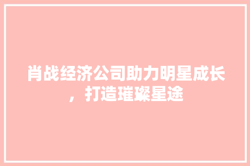 肖战经济公司助力明星成长,打造璀璨星途 肖战经济公司助力明星成长,打造璀璨星途