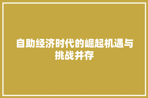 自助经济时代的崛起机遇与挑战并存 自助经济时代的崛起机遇与挑战并存