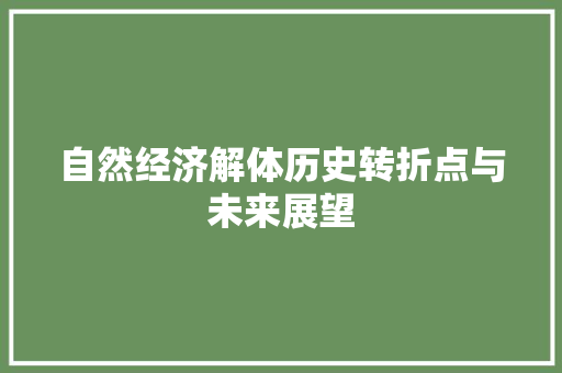 自然经济解体历史转折点与未来展望 自然经济解体历史转折点与未来展望