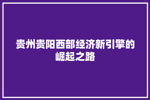 贵州贵阳西部经济新引擎的崛起之路 贵州贵阳西部经济新引擎的崛起之路