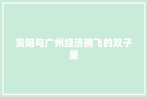 贵阳与广州经济腾飞的双子星 贵阳与广州经济腾飞的双子星