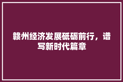 赣州经济发展砥砺前行,谱写新时代篇章 赣州经济发展砥砺前行,谱写新时代篇章
