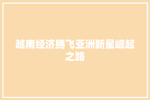 越南经济腾飞亚洲新星崛起之路 越南经济腾飞亚洲新星崛起之路
