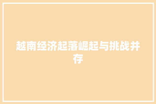 越南经济起落崛起与挑战并存 越南经济起落崛起与挑战并存
