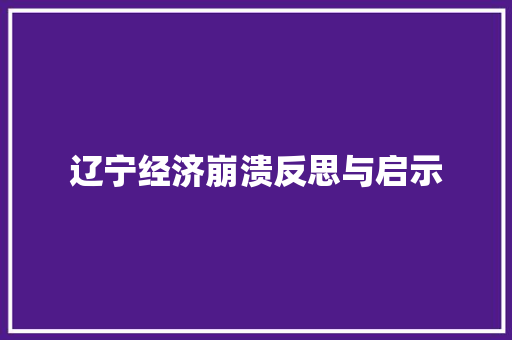 辽宁经济崩溃反思与启示 辽宁经济崩溃反思与启示