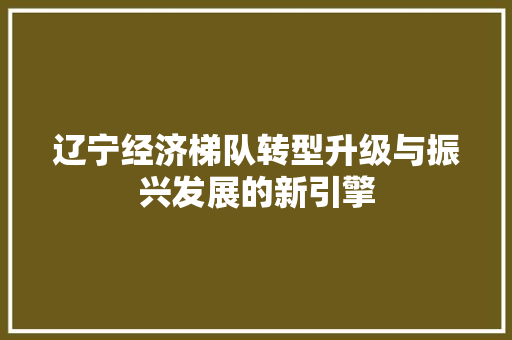 辽宁经济梯队转型升级与振兴发展的新引擎 辽宁经济梯队转型升级与振兴发展的新引擎
