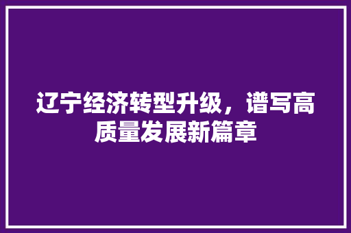 辽宁经济转型升级,谱写高质量发展新篇章 辽宁经济转型升级,谱写高质量发展新篇章