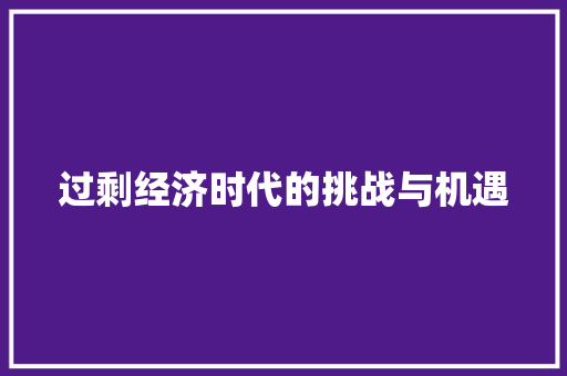 过剩经济时代的挑战与机遇 过剩经济时代的挑战与机遇