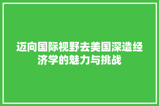 迈向国际视野去美国深造经济学的魅力与挑战 迈向国际视野去美国深造经济学的魅力与挑战