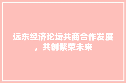 远东经济论坛共商合作发展,共创繁荣未来 远东经济论坛共商合作发展,共创繁荣未来