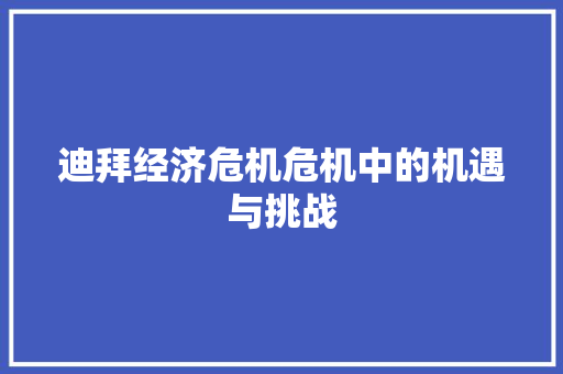 迪拜经济危机危机中的机遇与挑战 迪拜经济危机危机中的机遇与挑战