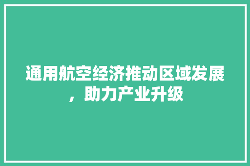 通用航空经济推动区域发展,助力产业升级 通用航空经济推动区域发展,助力产业升级