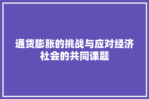 通货膨胀的挑战与应对经济社会的共同课题 通货膨胀的挑战与应对经济社会的共同课题