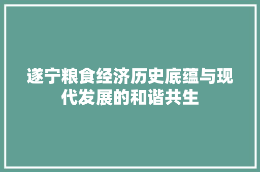 遂宁粮食经济历史底蕴与现代发展的和谐共生 遂宁粮食经济历史底蕴与现代发展的和谐共生