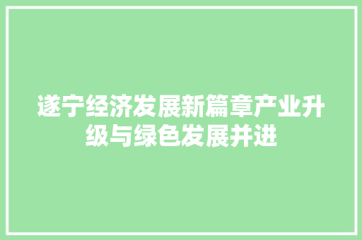遂宁经济发展新篇章产业升级与绿色发展并进 遂宁经济发展新篇章产业升级与绿色发展并进