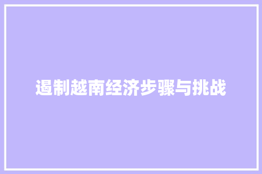遏制越南经济步骤与挑战 遏制越南经济步骤与挑战