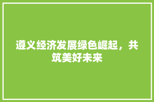 遵义经济发展绿色崛起,共筑美好未来 遵义经济发展绿色崛起,共筑美好未来