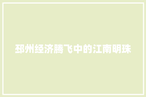 邳州经济腾飞中的江南明珠 邳州经济腾飞中的江南明珠
