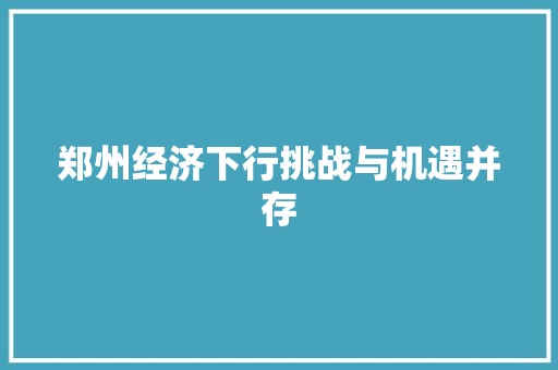 郑州经济下行挑战与机遇并存 郑州经济下行挑战与机遇并存