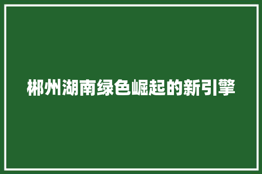 郴州湖南绿色崛起的新引擎