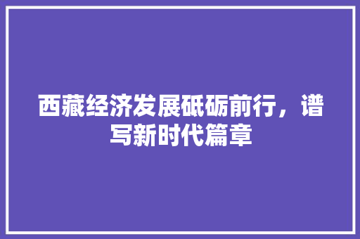 西藏经济发展砥砺前行，谱写新时代篇章