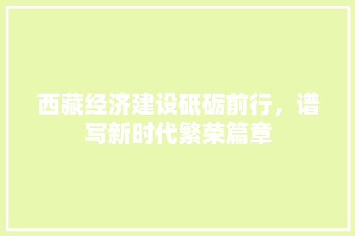 西藏经济建设砥砺前行,谱写新时代繁荣篇章 西藏经济建设砥砺前行,谱写新时代繁荣篇章