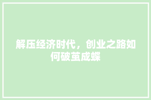 解压经济时代,创业之路如何破茧成蝶 解压经济时代,创业之路如何破茧成蝶