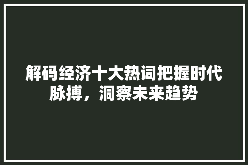 解码经济十大热词把握时代脉搏,洞察未来趋势 解码经济十大热词把握时代脉搏,洞察未来趋势