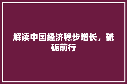 解读中国经济稳步增长，砥砺前行
