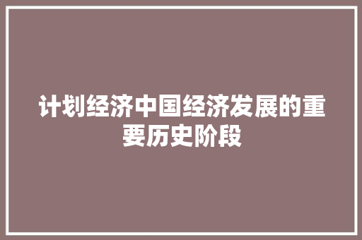 计划经济中国经济发展的重要历史阶段 计划经济中国经济发展的重要历史阶段