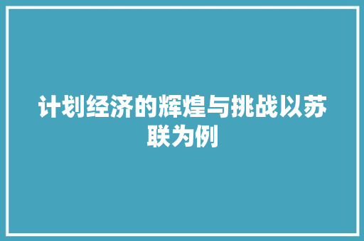 计划经济的辉煌与挑战以苏联为例 计划经济的辉煌与挑战以苏联为例