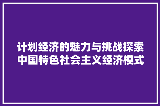 计划经济的魅力与挑战探索中国特色社会主义经济模式的起源与发展 计划经济的魅力与挑战探索中国特色社会主义经济模式的起源与发展