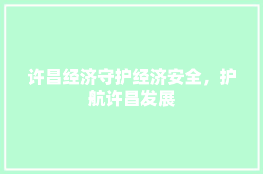 许昌经济守护经济安全,护航许昌发展 许昌经济守护经济安全,护航许昌发展