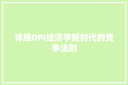 详细DPI经济学新时代的竞争法则 详细DPI经济学新时代的竞争法则