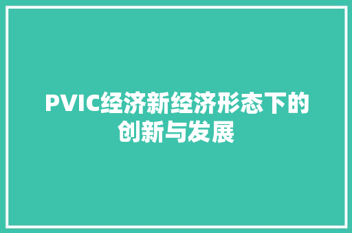 PVIC经济新经济形态下的创新与发展