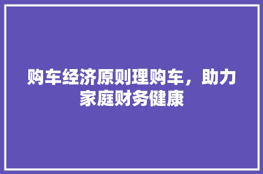 购车经济原则理购车,助力家庭财务健康 购车经济原则理购车,助力家庭财务健康