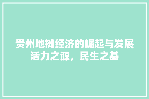 贵州地摊经济的崛起与发展活力之源,民生之基 贵州地摊经济的崛起与发展活力之源,民生之基
