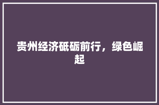 贵州经济砥砺前行,绿色崛起 贵州经济砥砺前行,绿色崛起