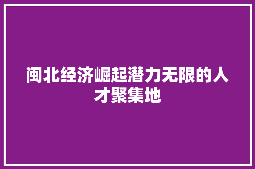 闽北经济崛起潜力无限的人才聚集地 闽北经济崛起潜力无限的人才聚集地