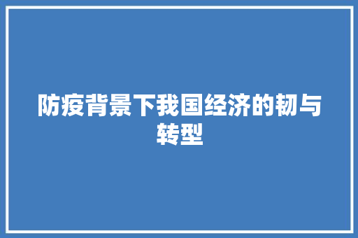 防疫背景下我国经济的韧与转型 防疫背景下我国经济的韧与转型