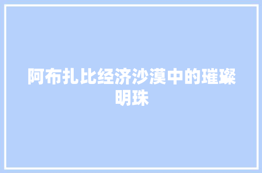 阿布扎比经济沙漠中的璀璨明珠 阿布扎比经济沙漠中的璀璨明珠