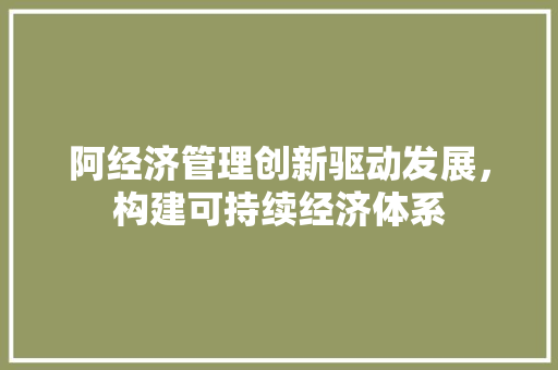 阿经济管理创新驱动发展,构建可持续经济体系 阿经济管理创新驱动发展,构建可持续经济体系