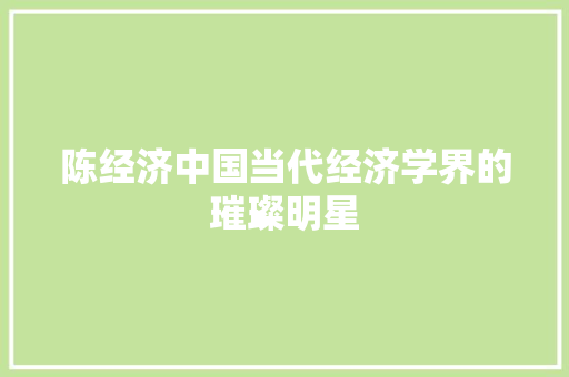 陈经济中国当代经济学界的璀璨明星 陈经济中国当代经济学界的璀璨明星