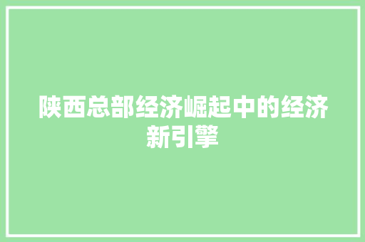 陕西总部经济崛起中的经济新引擎
