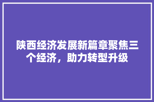 陕西经济发展新篇章聚焦三个经济,助力转型升级 陕西经济发展新篇章聚焦三个经济,助力转型升级