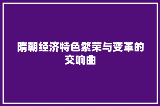 隋朝经济特色繁荣与变革的交响曲