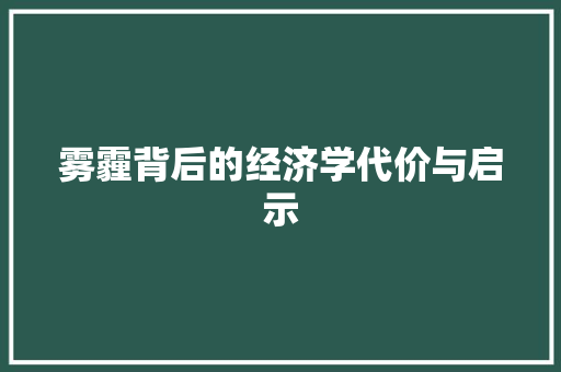 雾霾背后的经济学代价与启示 雾霾背后的经济学代价与启示