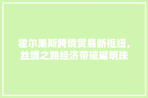 霍尔果斯跨境贸易新枢纽,丝绸之路经济带璀璨明珠 霍尔果斯跨境贸易新枢纽,丝绸之路经济带璀璨明珠