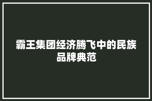 霸王集团经济腾飞中的民族品牌典范 霸王集团经济腾飞中的民族品牌典范